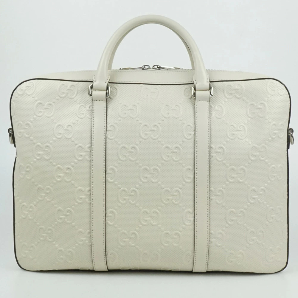 Gucci Briefcase Ivory White Business Bag GG